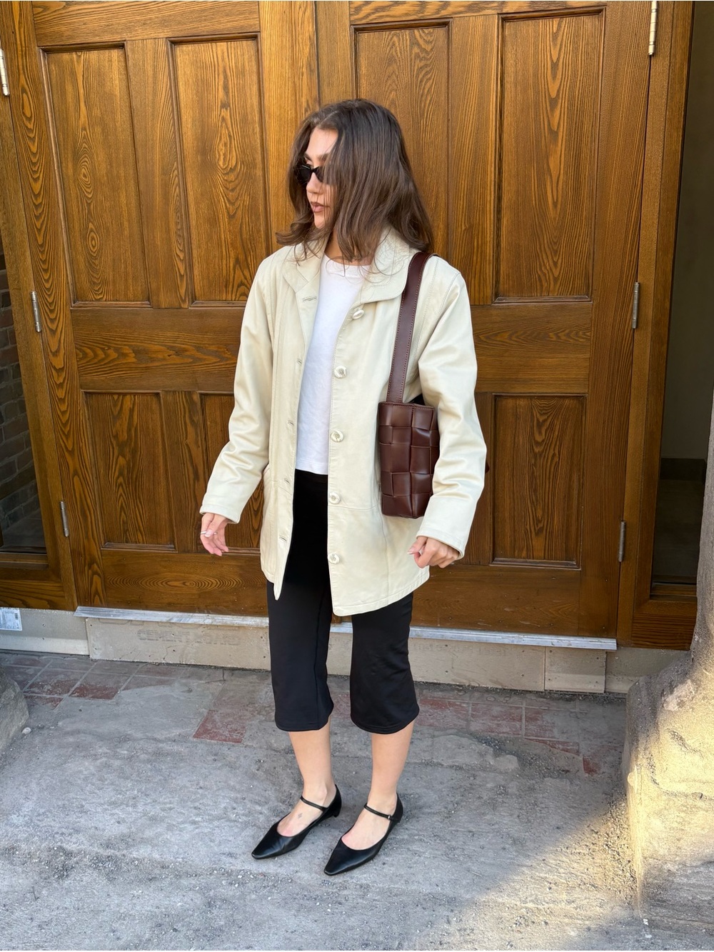 Ivory genuine leather jacket